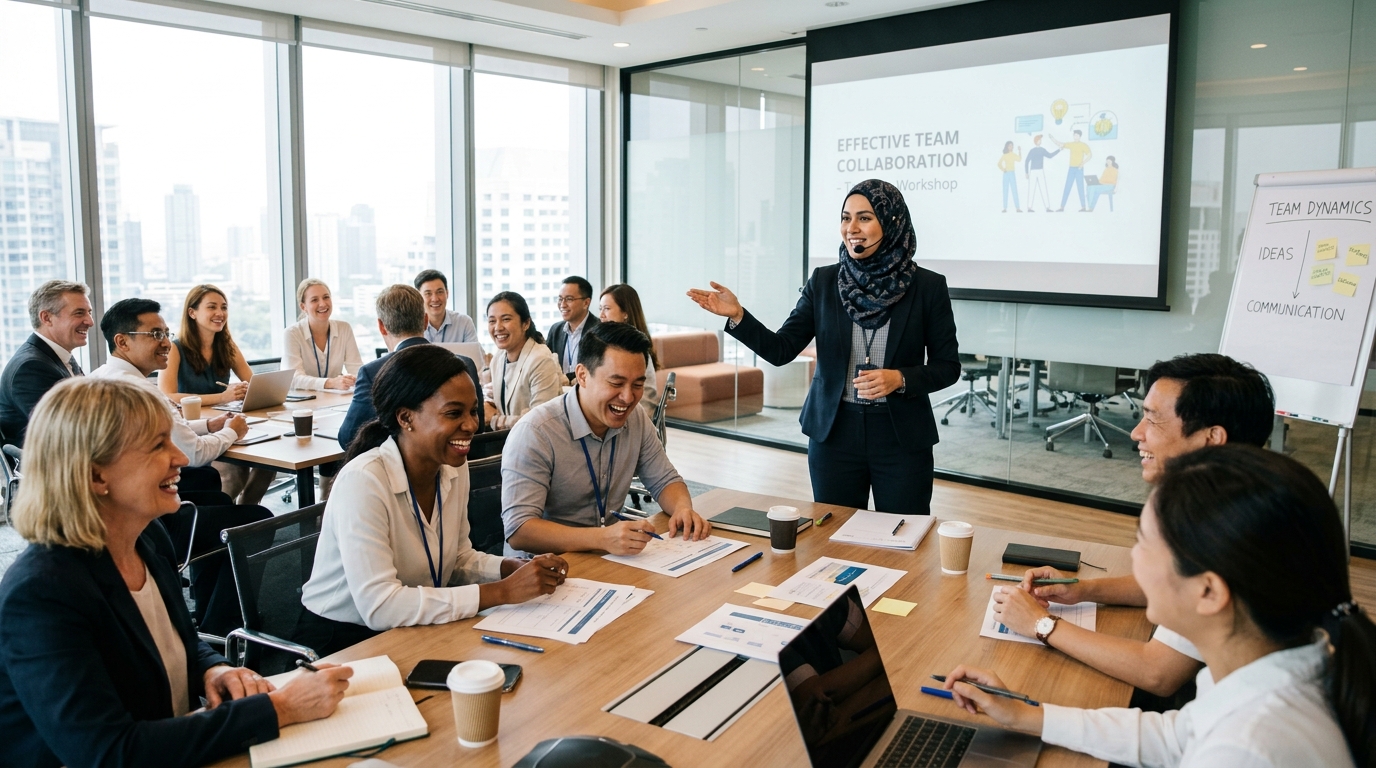 Corporate training seminar representation